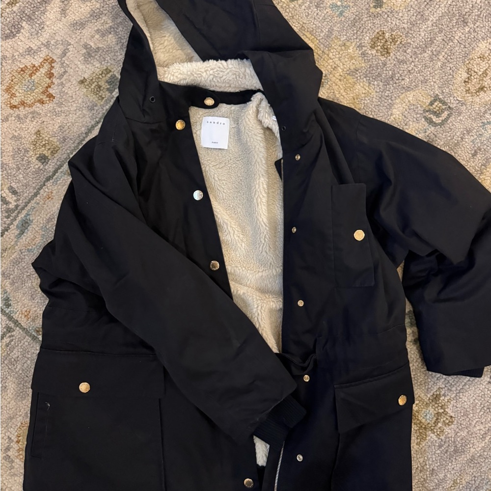 Sandro Women's Black and Cream Jacket
